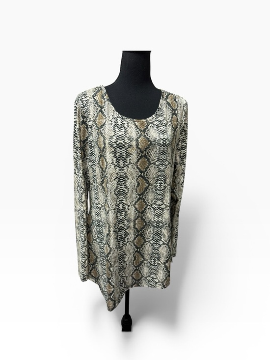 duyohc Tops - DUYOHC Snake Print Tunic Top XXL Long Sleeve Boho Stretch Blouse